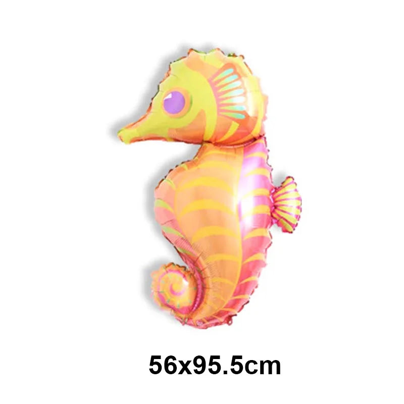 4th Birthday Sea Animal Decoration Blue Foil Balloon 32inch