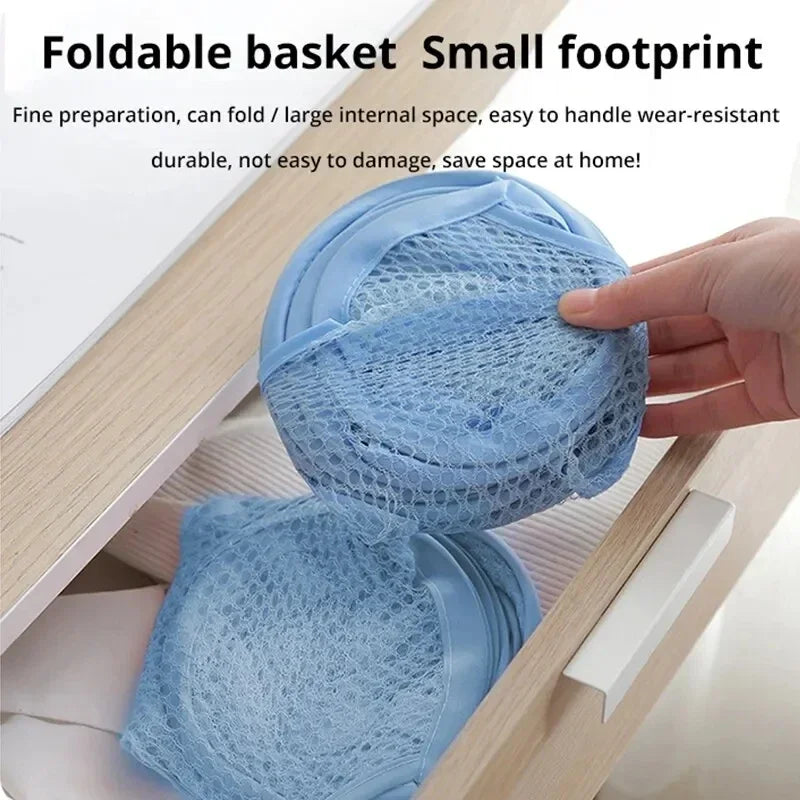 Folding Household Laundry Storage Basket Mesh Toy Storage Bag