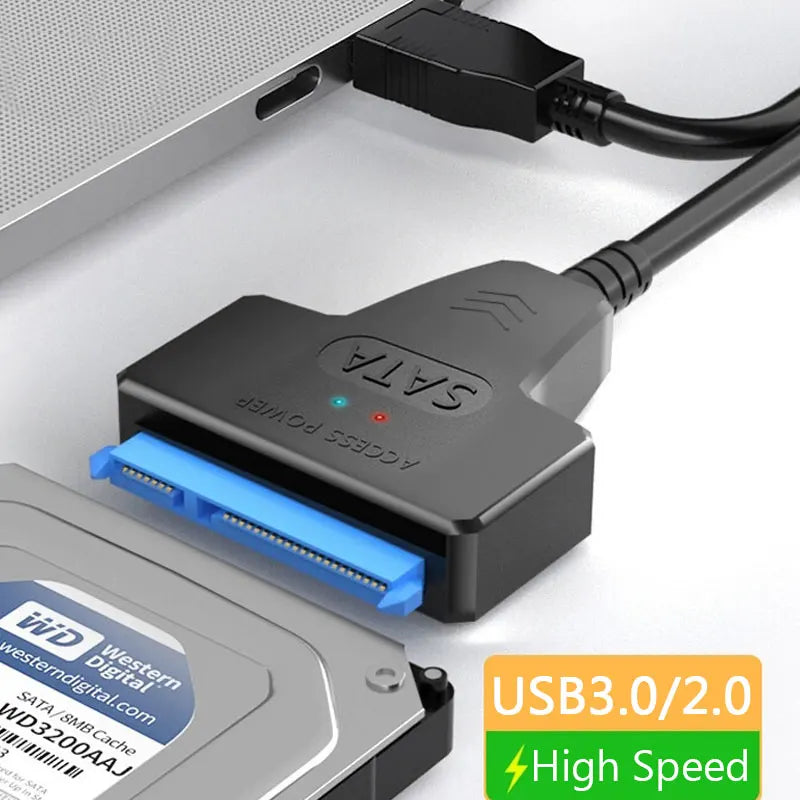 Cable SATA a USB 3.0/2.0 de hasta 6 Gbps para disco duro externo HDD SSD de 2,5 pulgadas Adaptador SATA 3 de 22 pines Cable USB 3.0 a Sata III