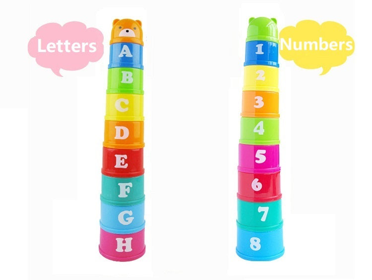9PCS Set Funny Stacking Cups Toys for Kids Rainbow Learning