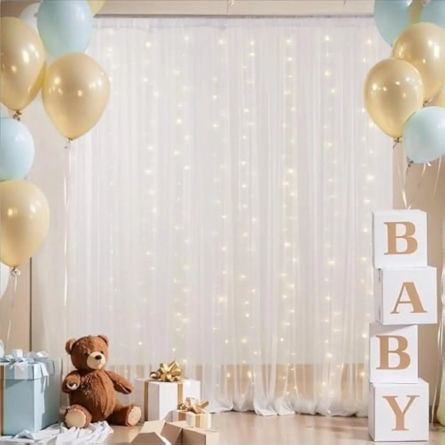 Tulle Backdrop Curtains Set of 2 Sheer Decorative Curtains for Birthday Parties Weddings and Photography