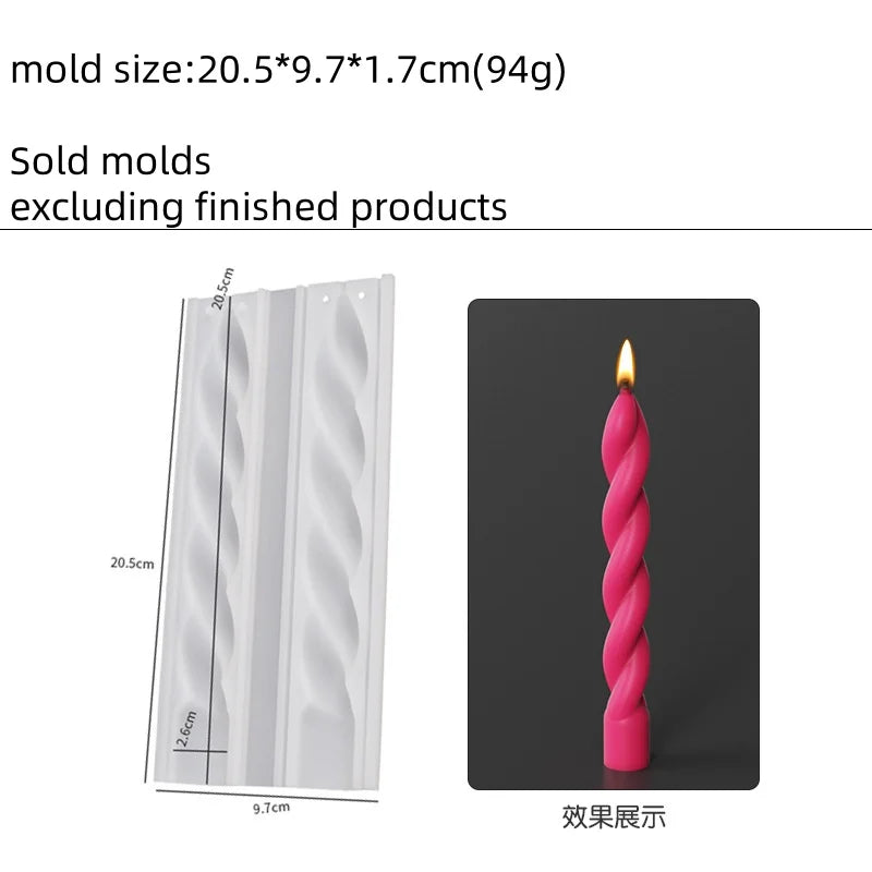 Geometric Spiral Candle Silicone Mold for DIY Twisted Rods
