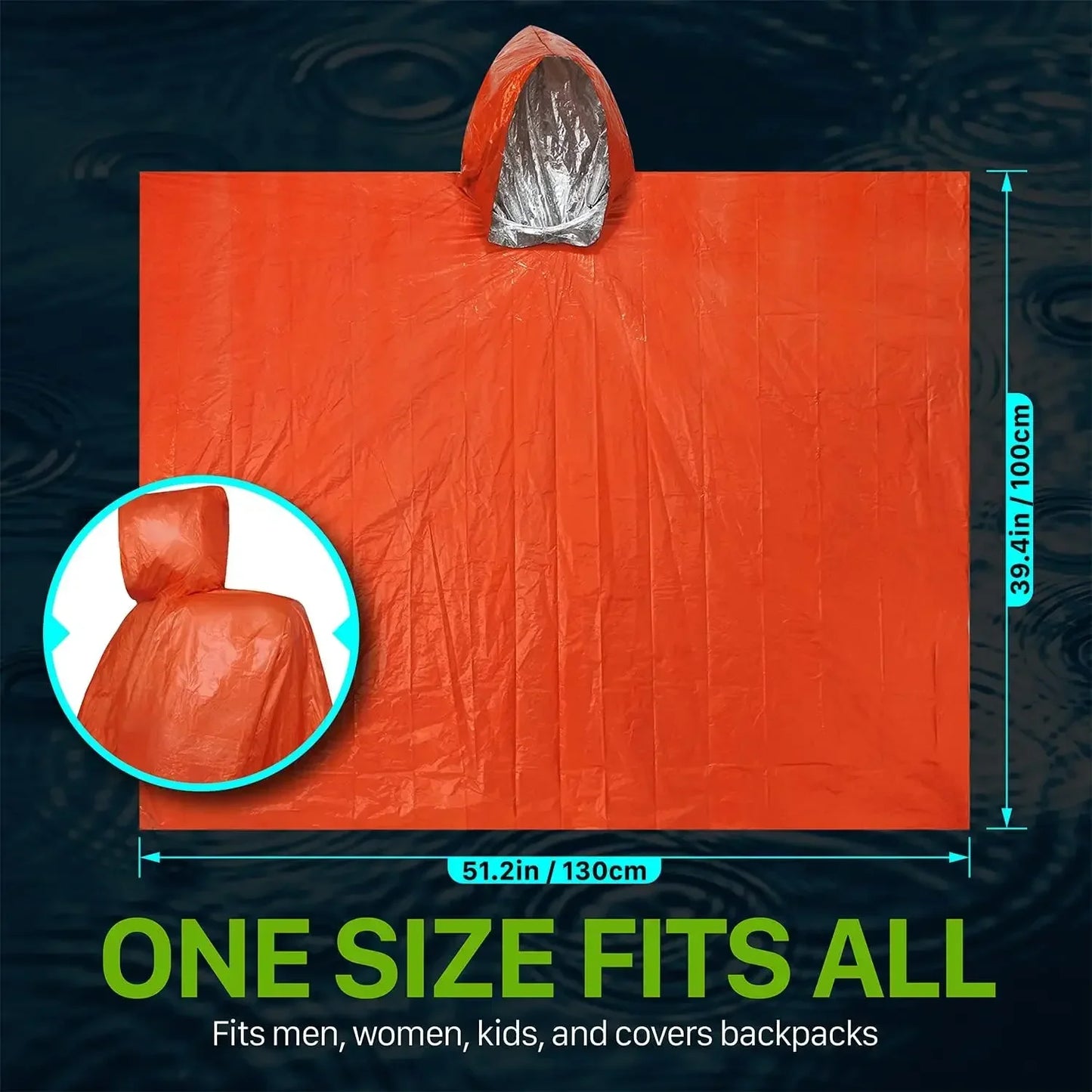 Reusable Emergency Rain Poncho β Unisex Waterproof Travel Raincoat for Hiking, Camping & Outdoor Gear