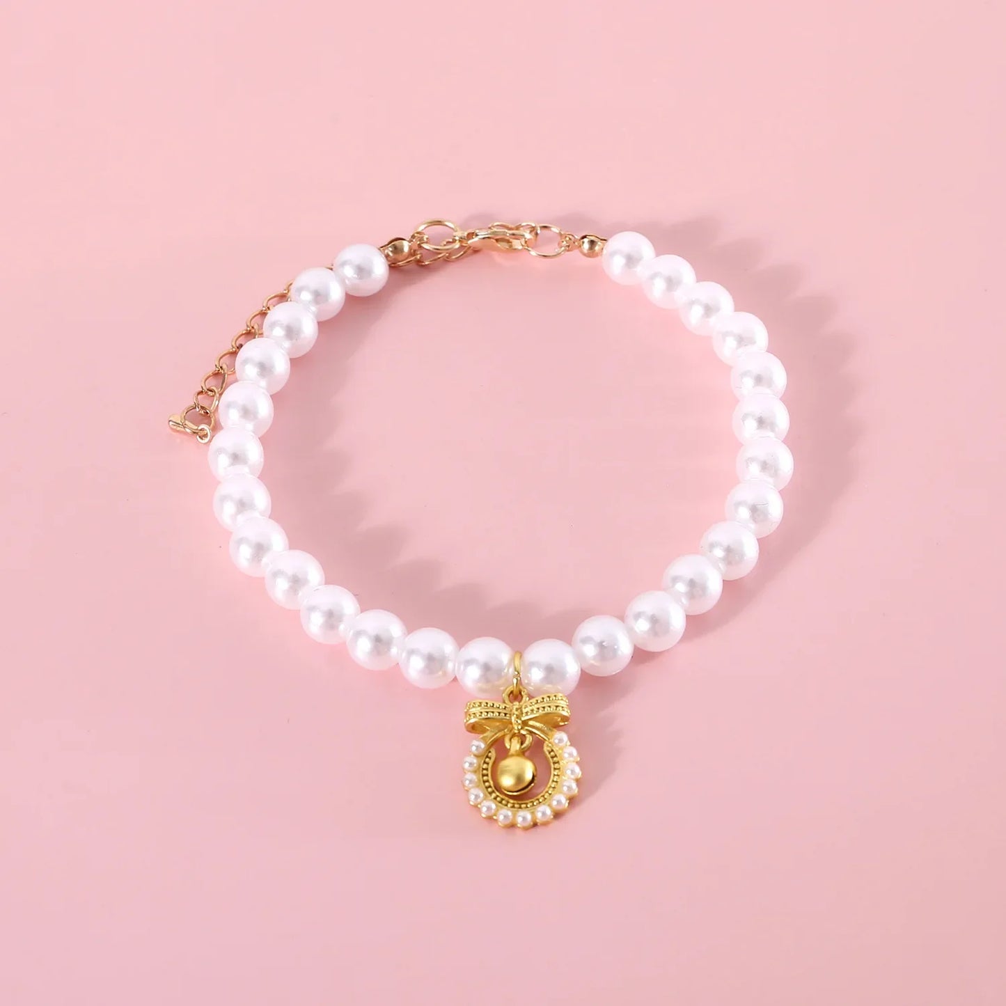 Pet Princess Style Pearl Cherry Love Bow Pendant Necklace Cat Bichon Dog Birthday Ins Wind Collar