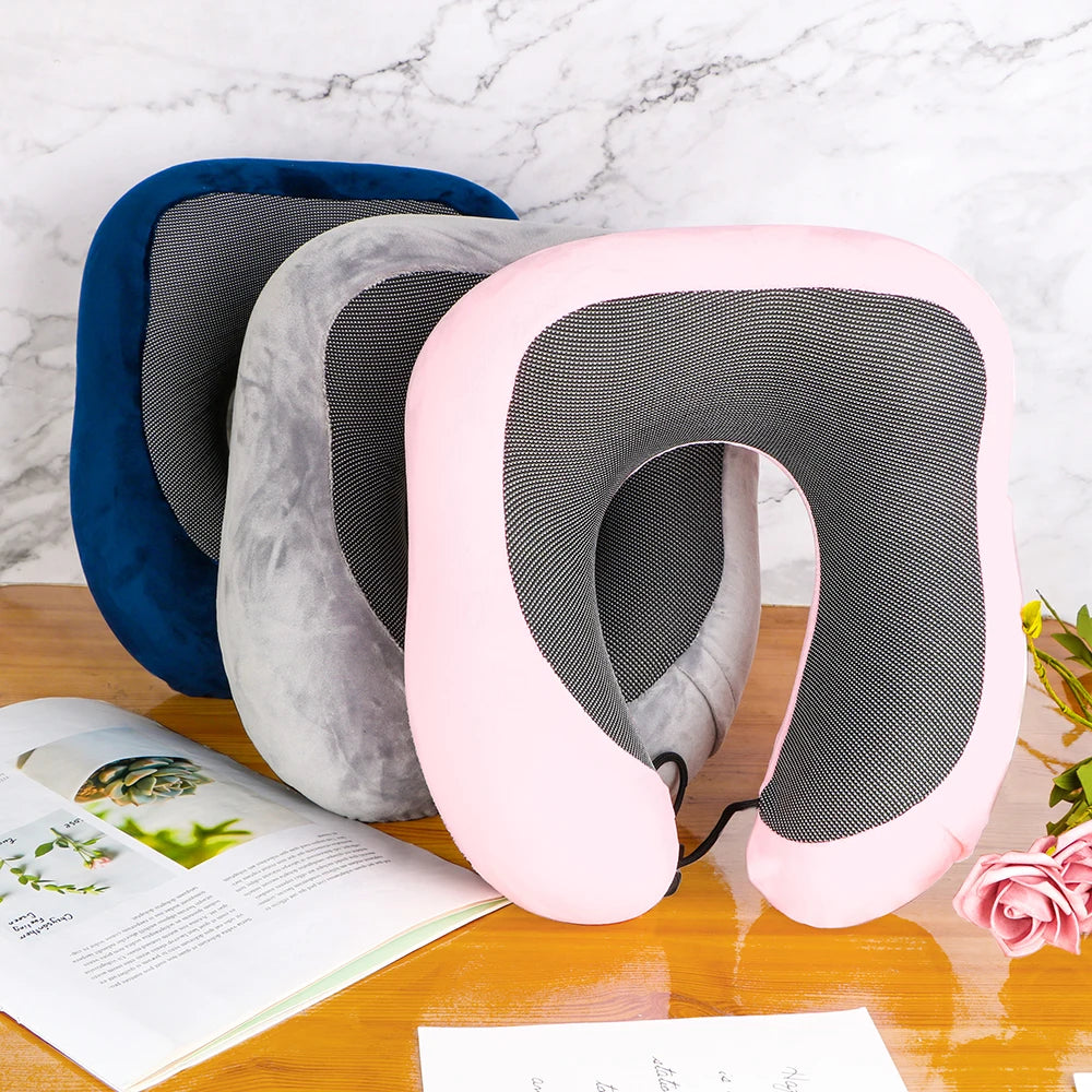 Soft Travel Pillow U Shaped Memory Foam Neck Cushion for Airplanes