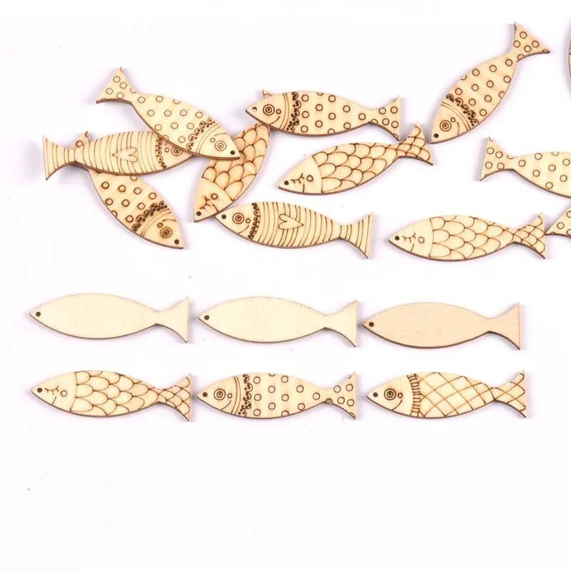 Lovely Dog Cat Fish Natural Wooden Chips for Scrapbooking DIY