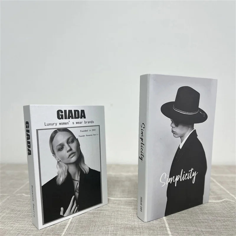 2 Piece Luxury Fake Book Decoration Set for Home and Cafe Decor Vintage Style Ornaments for Study and Club