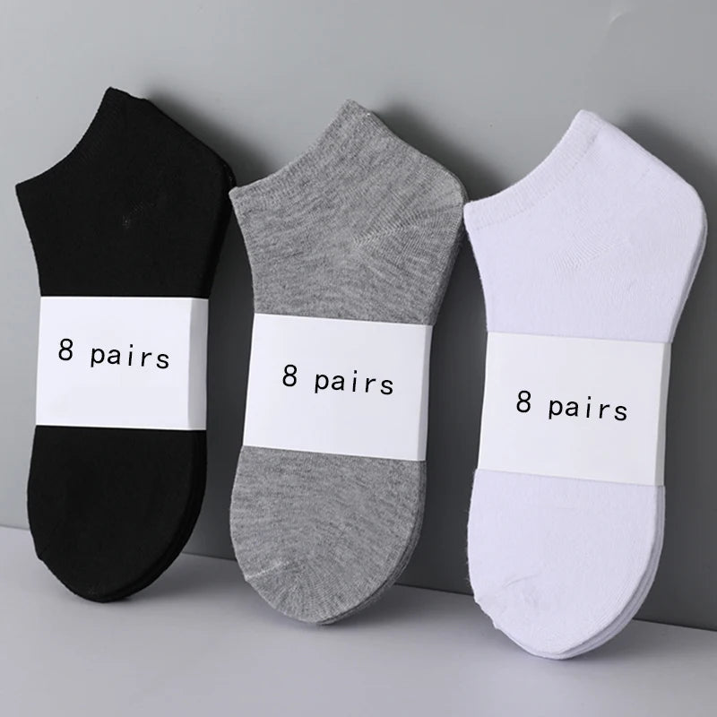 8 Pairs Women/Men Boat Socks Invisible Low Cut Non-slip Casual Breathable