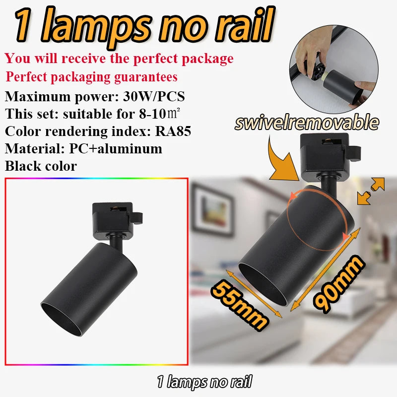 Dimmable GU10 Track Light Set Smart Home Spotlights Adjustable Ceiling Rail Lighting for Kitchen and Living Room