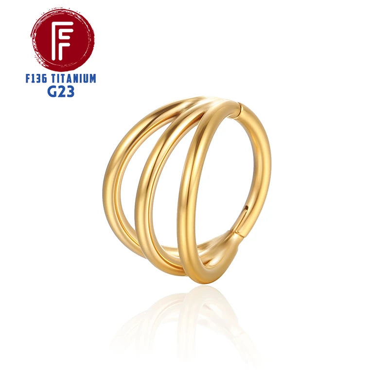 F136 Titanium 3 Layers Nose Rings and Ear Cuff Jewelry