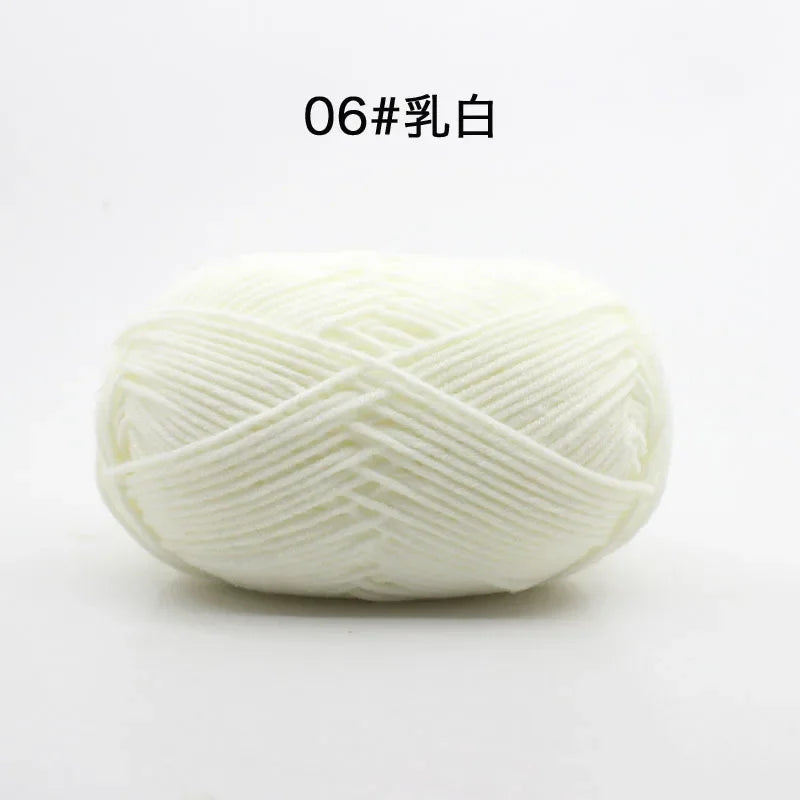 Likeecords 4-Strand Milk Cotton Yarn 60g Soft Baby Yarn for Knitting and Crochet
