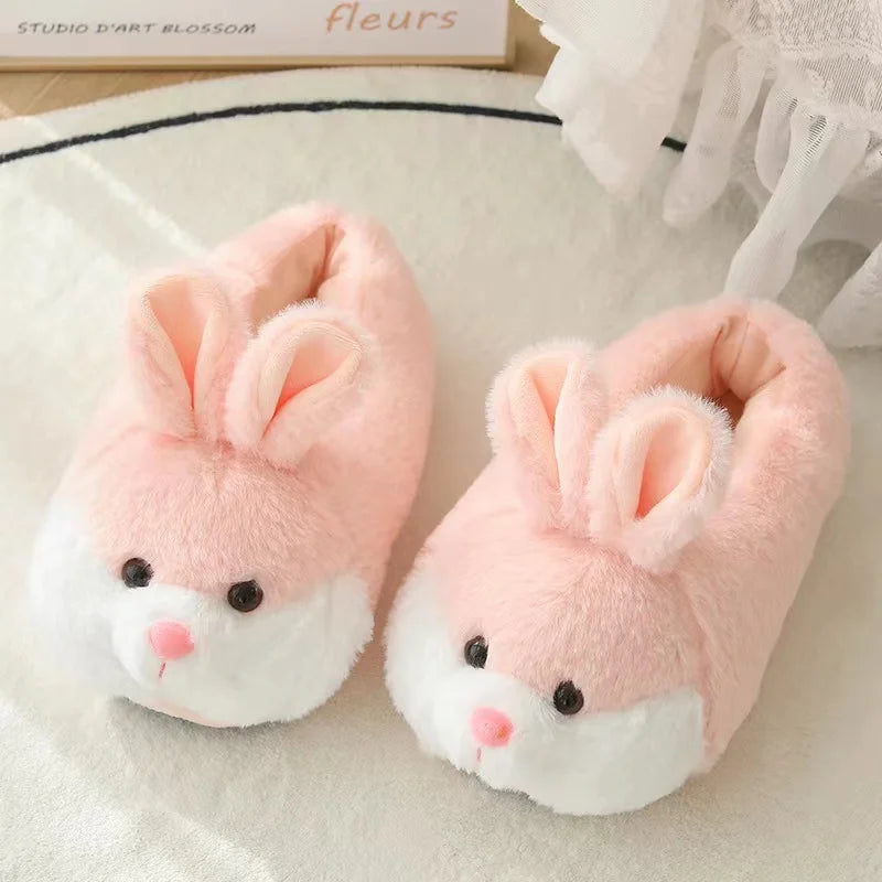 Cute Cartoon Rabbit Cotton Slippers Warm Non-slip Plush Shoes