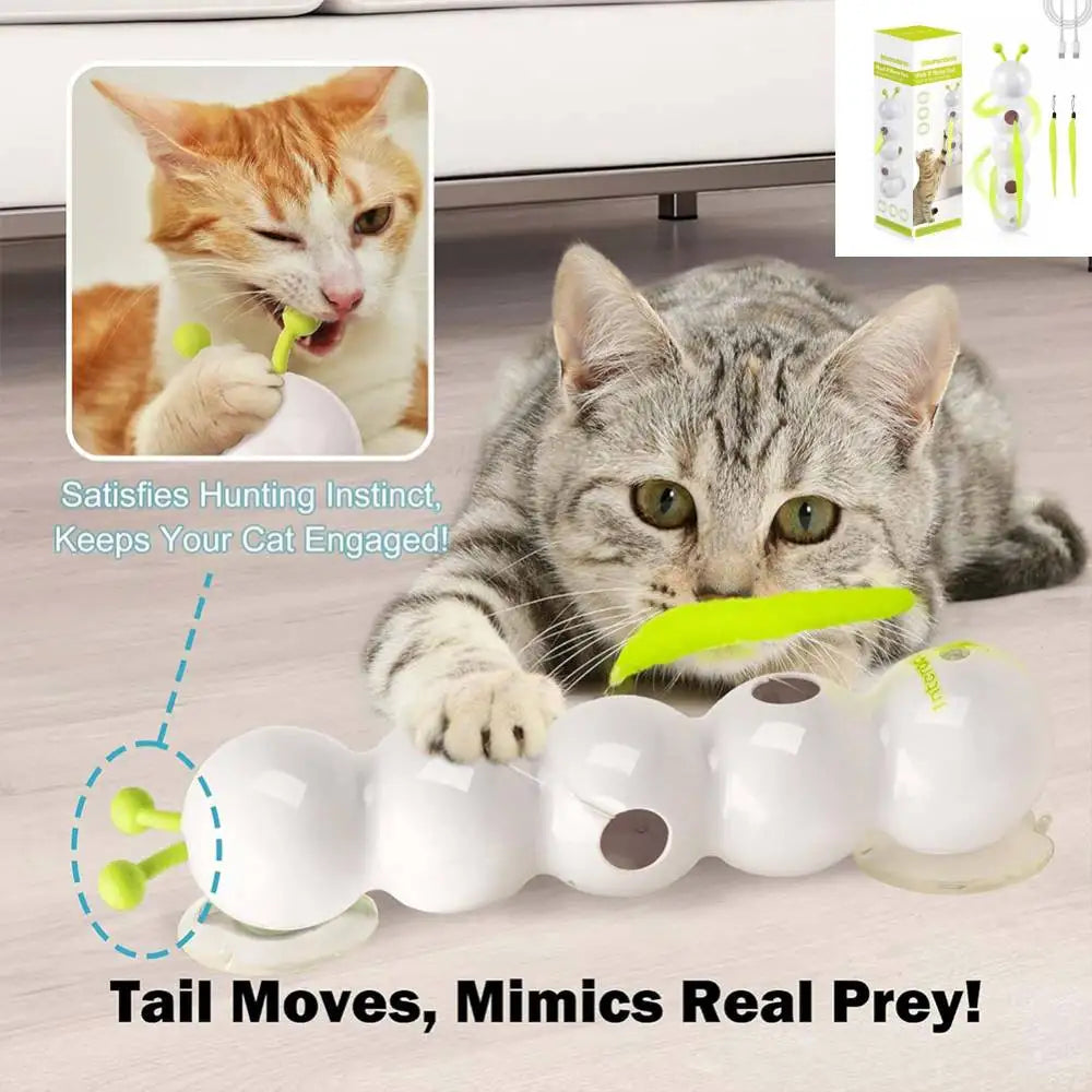 Smart Caterpillar Cat plaything Whack A Mole Cat Interactive Cat Feather Motion Sensor Teasing Cat for Indoor Cats