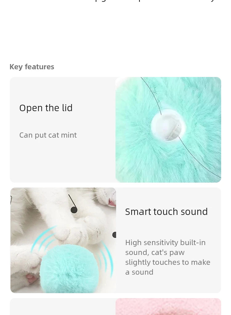 Smart Cat Toys Plush Electric Catnip Squeak Toy Ball