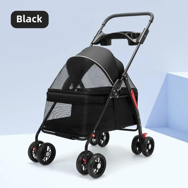 Pet Dog And Cat Stroller with Foldable Dog And Cat Cage Jogging Stroller With Cup Holder Suitable Small And Medium Dogs and Cats