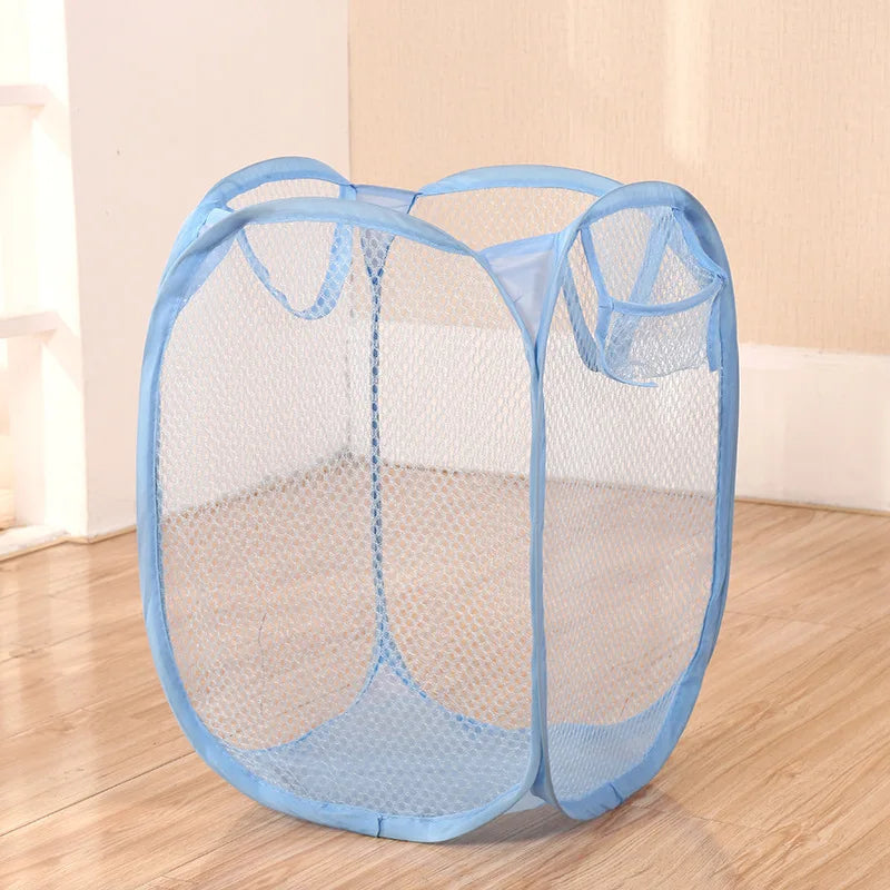 Foldable Color Mesh Clothes Basket for Easy Laundry Storage