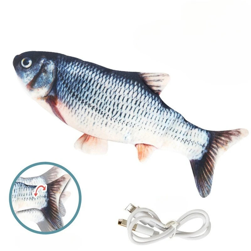 Cat Toy Fish Plush Interactive Simulation Fish USB Funny Durable Bite Kitten Toy Interactive Electric Cat Chew Toy Accessories