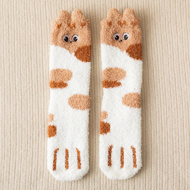 Socks Women Thicken Warm Cute Cat Paw Colorful Winter Sox