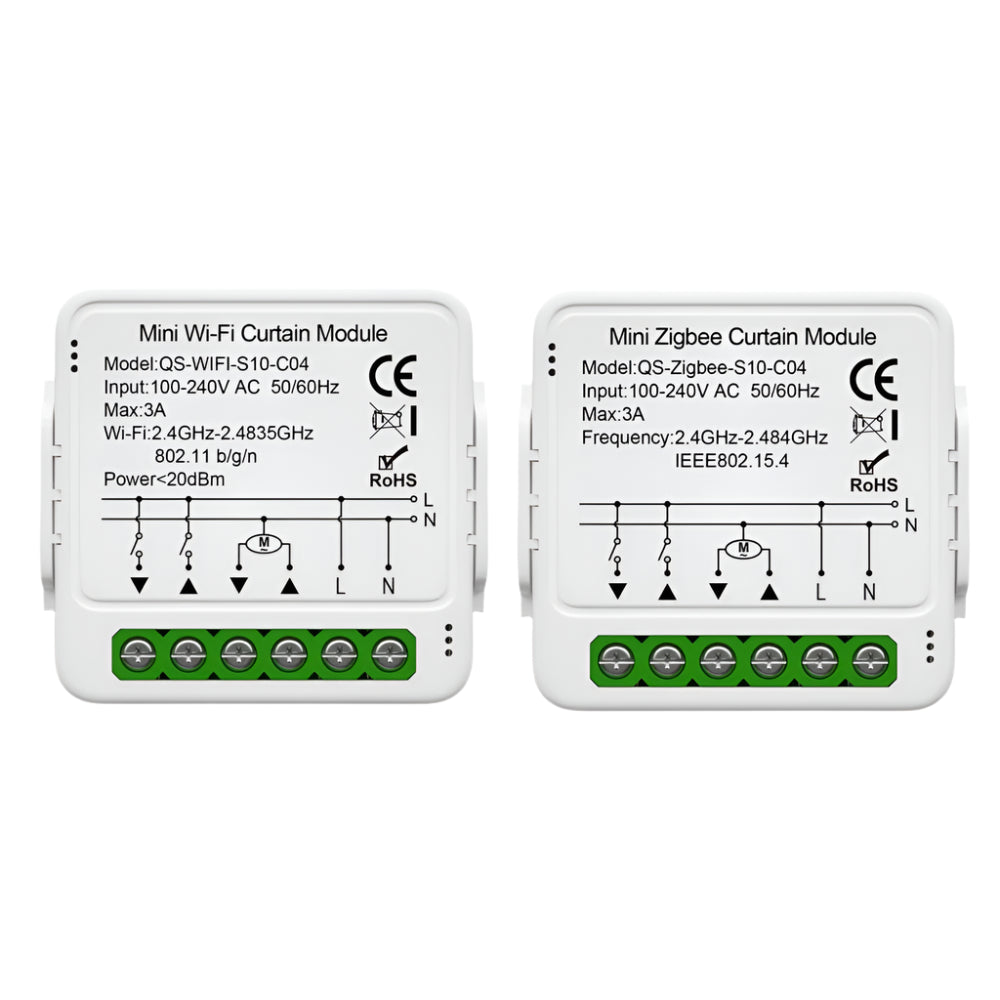 Módulo de interruptor de cortina inteligente Tuya WiFi Zigbee que conecta persianas enrollables con motor eléctrico y funciona con Alexa, Google Home y Smart Life