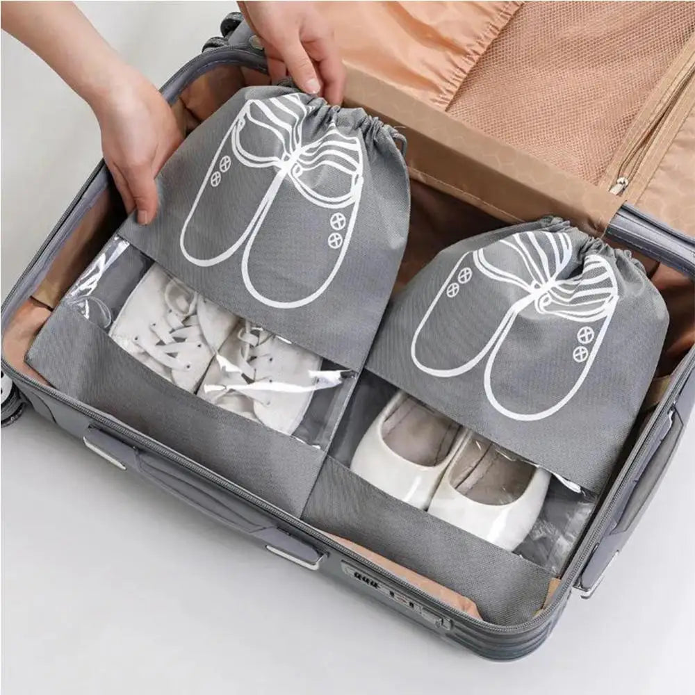 Portable Translucent Matte Non-woven Shoe Storage Bag Dust-proof Travel Organizer