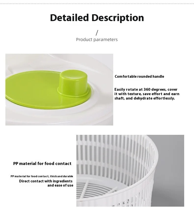Multifunctional Manual Vegetable Dehydrator and Salad Spinner with Fruit and Lettuce Drain Basket for Efficient Home Kitchen Use