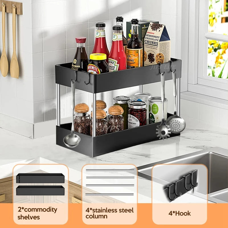 1/2 Pcs Under Sink Storage Organizer 2 Tier Drawer Rack
