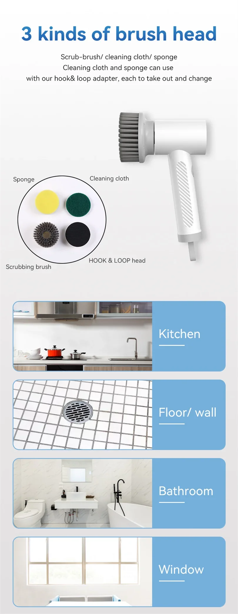 Wireless Electric Cleaning Brush for Kitchen and Bath