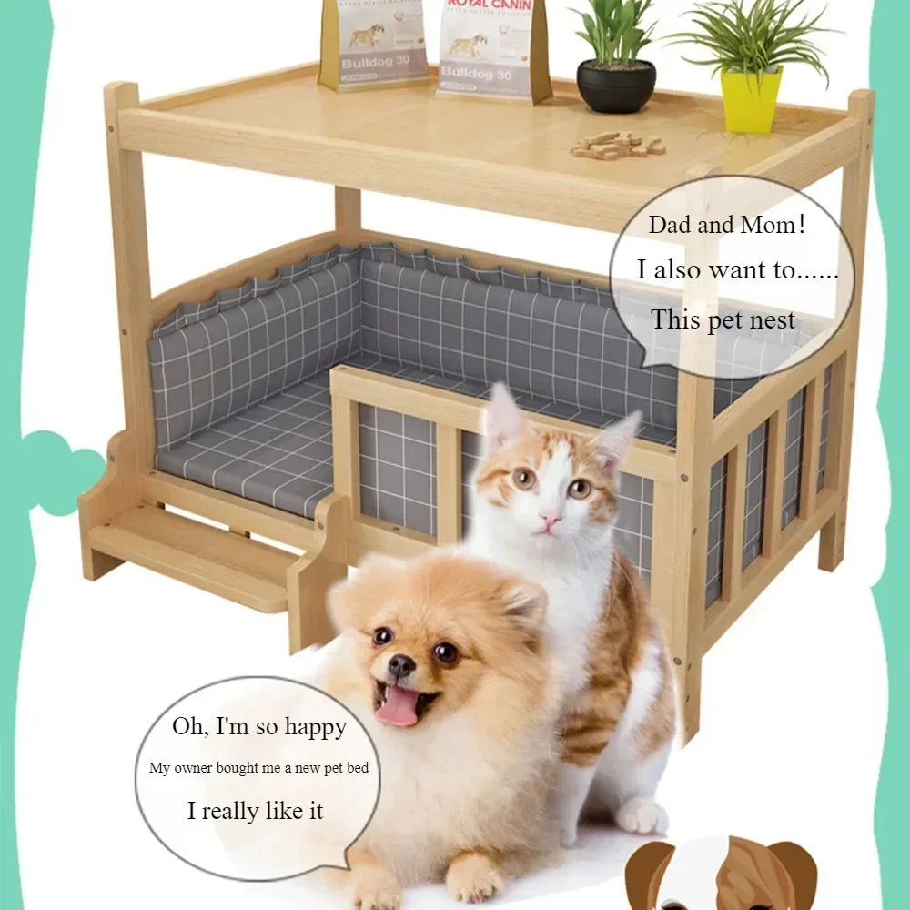 Simple Wooden Dog Bed Multifunctional Bedside Dog House Environmentally Friendly and Practical Pet Bed Light Luxury Dog Room