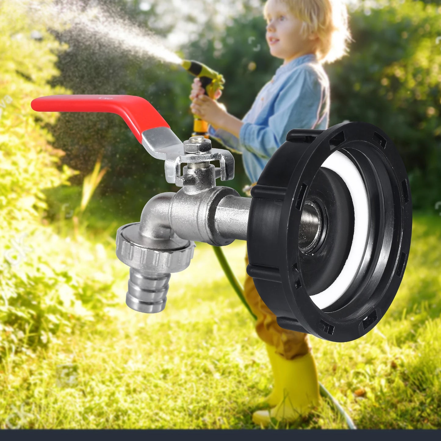 Adaptador de grifo de tanque IBC duradero de 1 pieza, rosca gruesa S60*6 a conector de 1/2'' 3/4'', válvula de repuesto para grifo de jardín y hogar