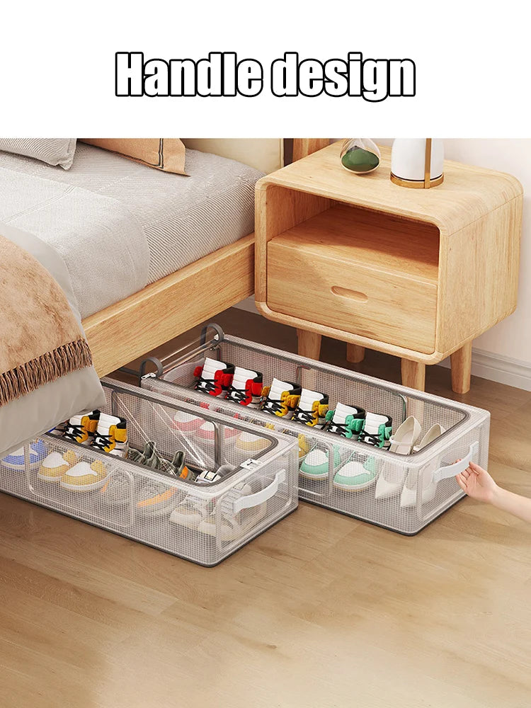 1PC Pvc Shoe Basket Bed Bottom Shoe Storage Box Dust-Proof Transparent Organizer