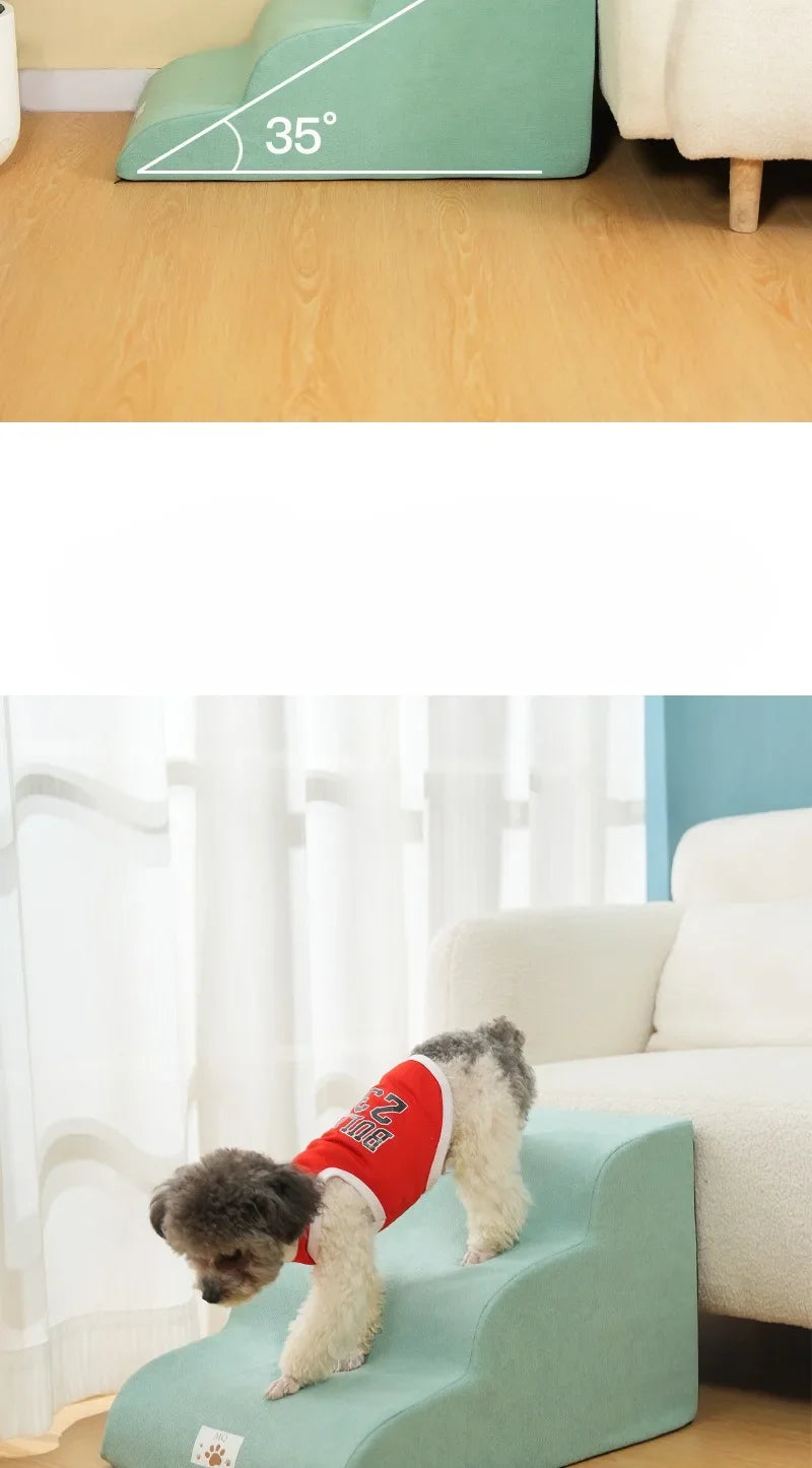 3 Layer Dog Cat Ramp Ladder with Memory Foam Washable Cover
