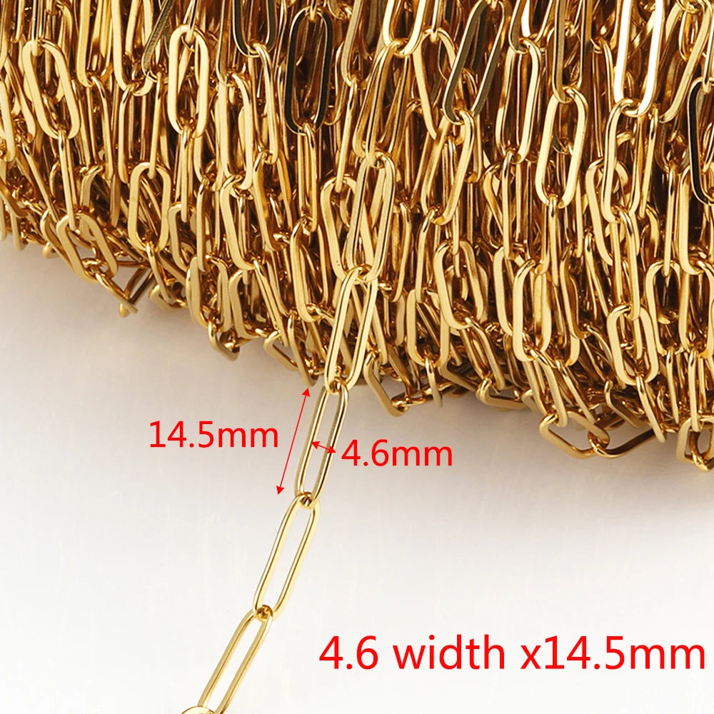 2Meters Stainless Steel Link Cable Gold Chains for DIY Jewelry