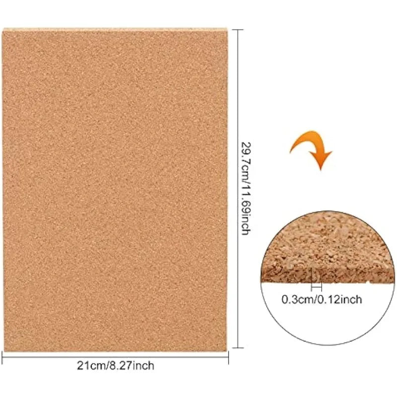 10 Pack Cork Sheets 3mm Thick 12x8 Inch Natural Cork Tiles for Wall Decoration and DIY Crafts