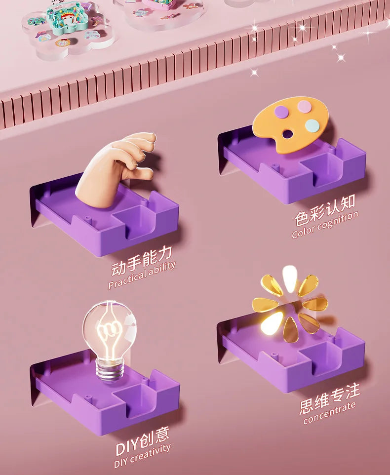 DIY Jewelry Maker Crafting Set for Kids with Cartoon Rabbit Box, Bracelet and Keychain Creation Kit, Creative Gift for Girls