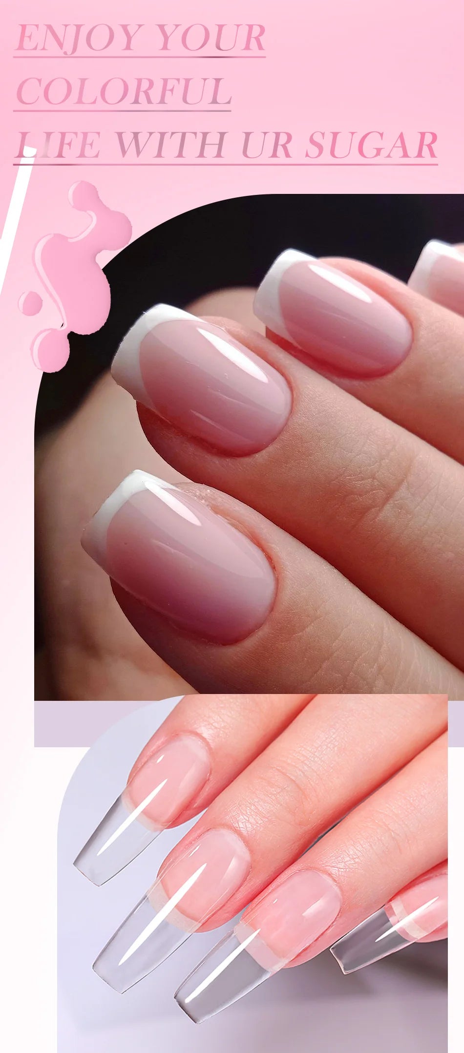 UR SUGAR 150g Transparent Nail Extension Gel for Acrylic French Nails Light Pink UV LED Semi Permanent Manicure
