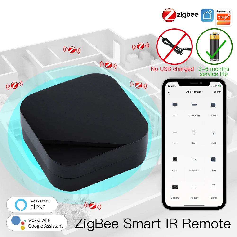 Control remoto infrarrojo inteligente MOES Tuya ZigBee Control remoto infrarrojo universal para hogares inteligentes funciona con Alexa Google Home