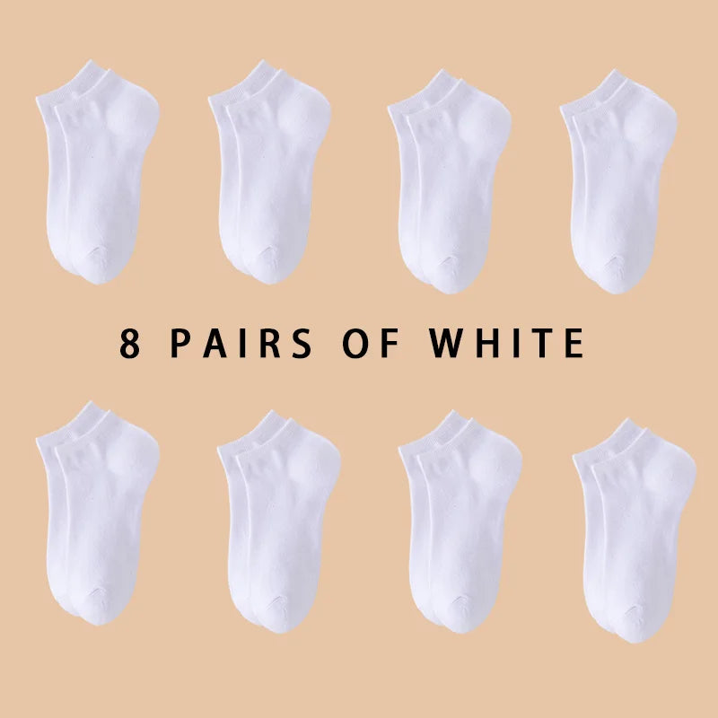 8 Pairs Women/Men Boat Socks Invisible Low Cut Non-slip Casual Breathable