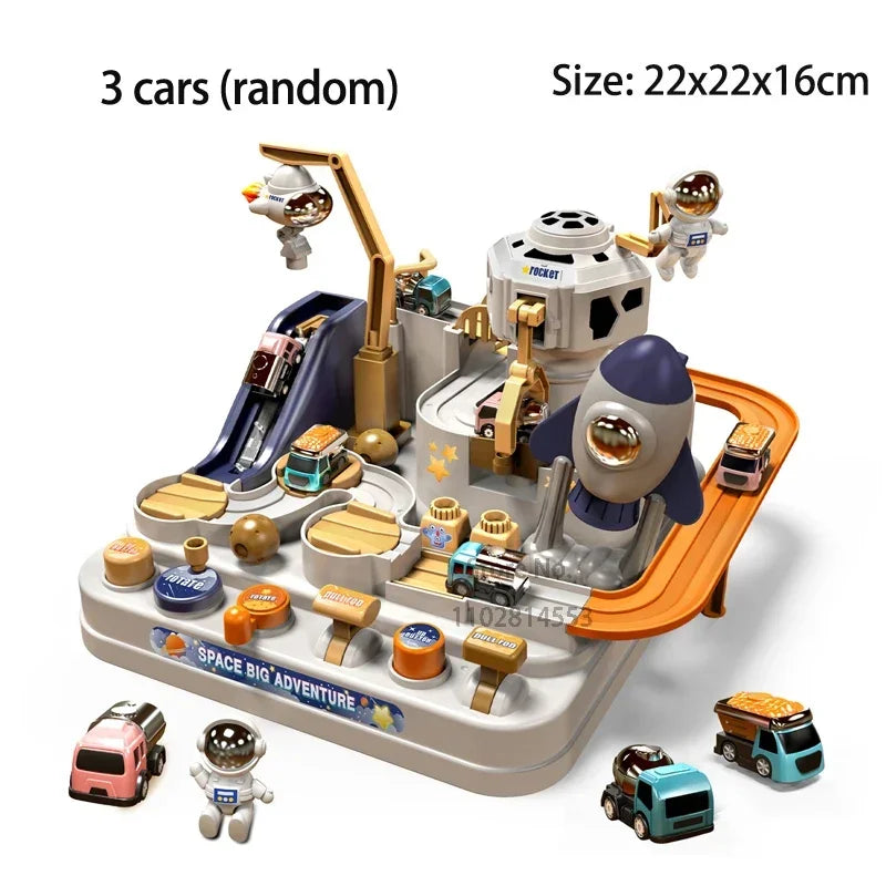 Racing Rail Car Model Educational Toy Set with Interactive Train Tracks for Children Adventure Game