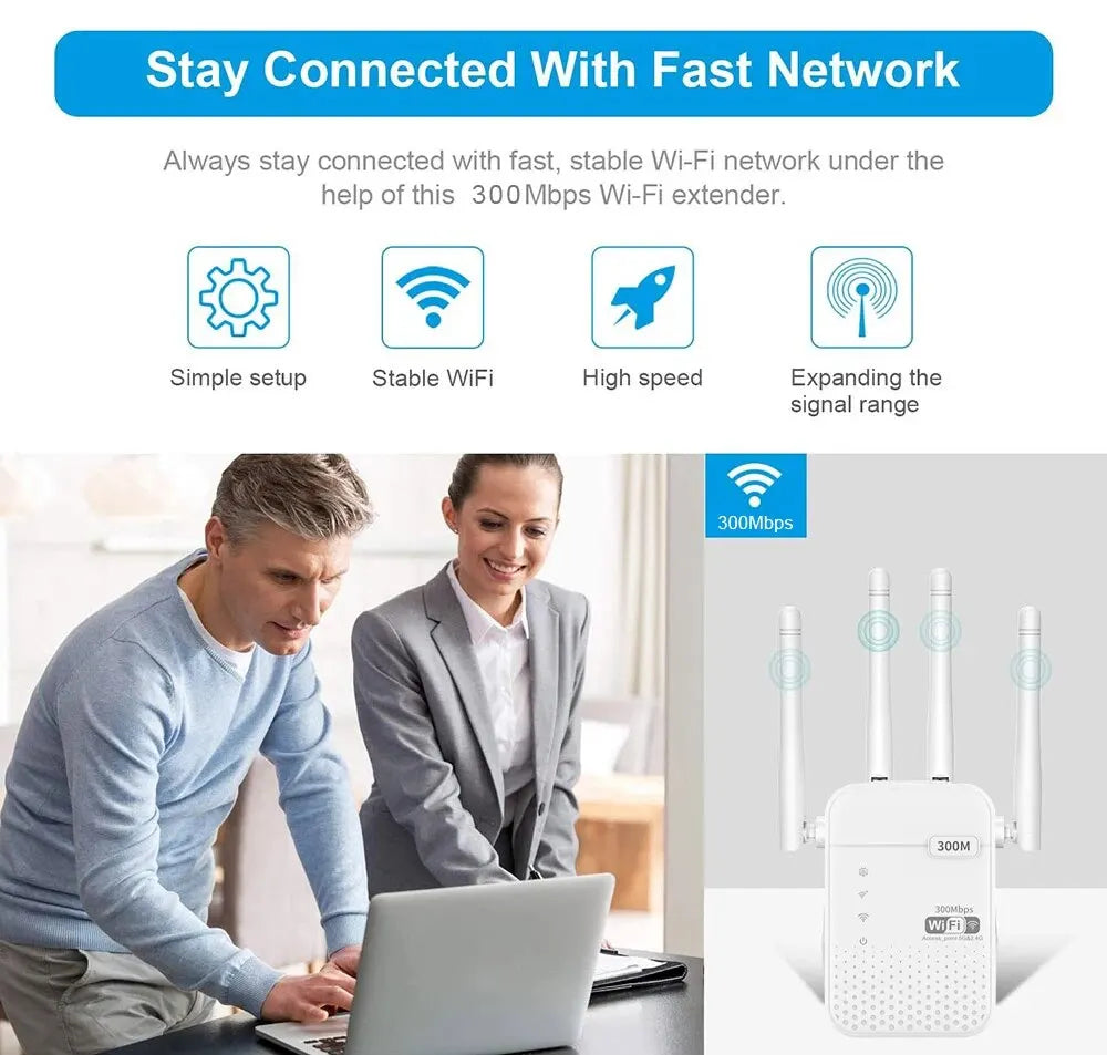 300Mbps Wireless WiFi Repeater Long Range Signal Booster