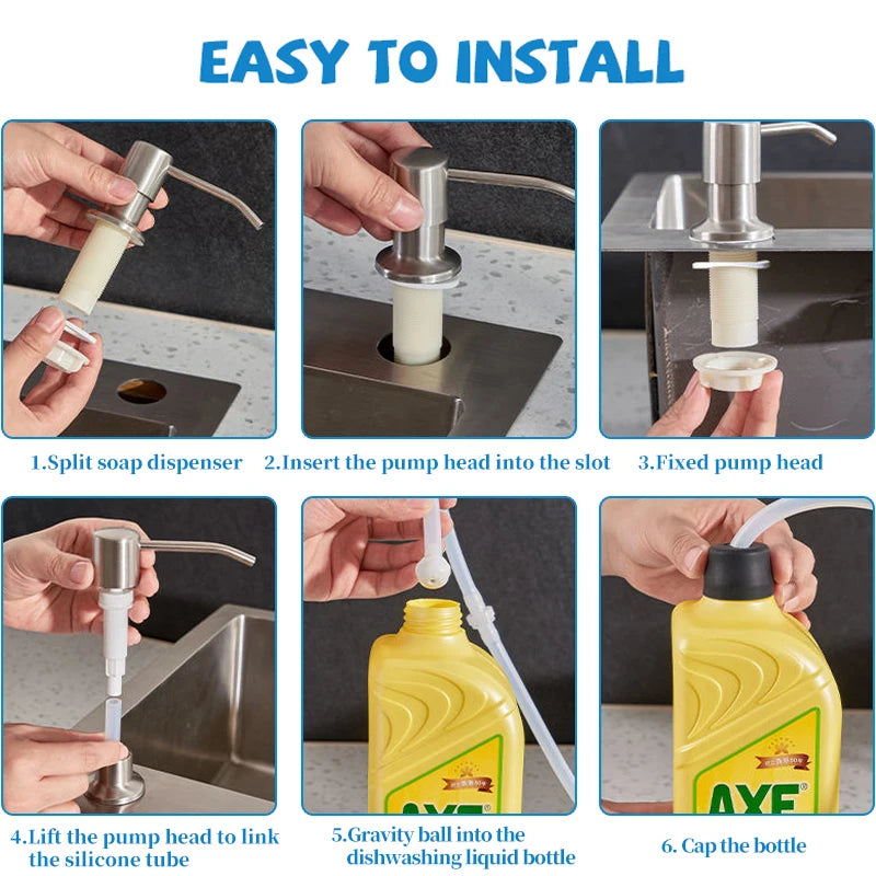 Stainless Steel Kitchen Sink Liquid Soap Dispenser Pump 500ML