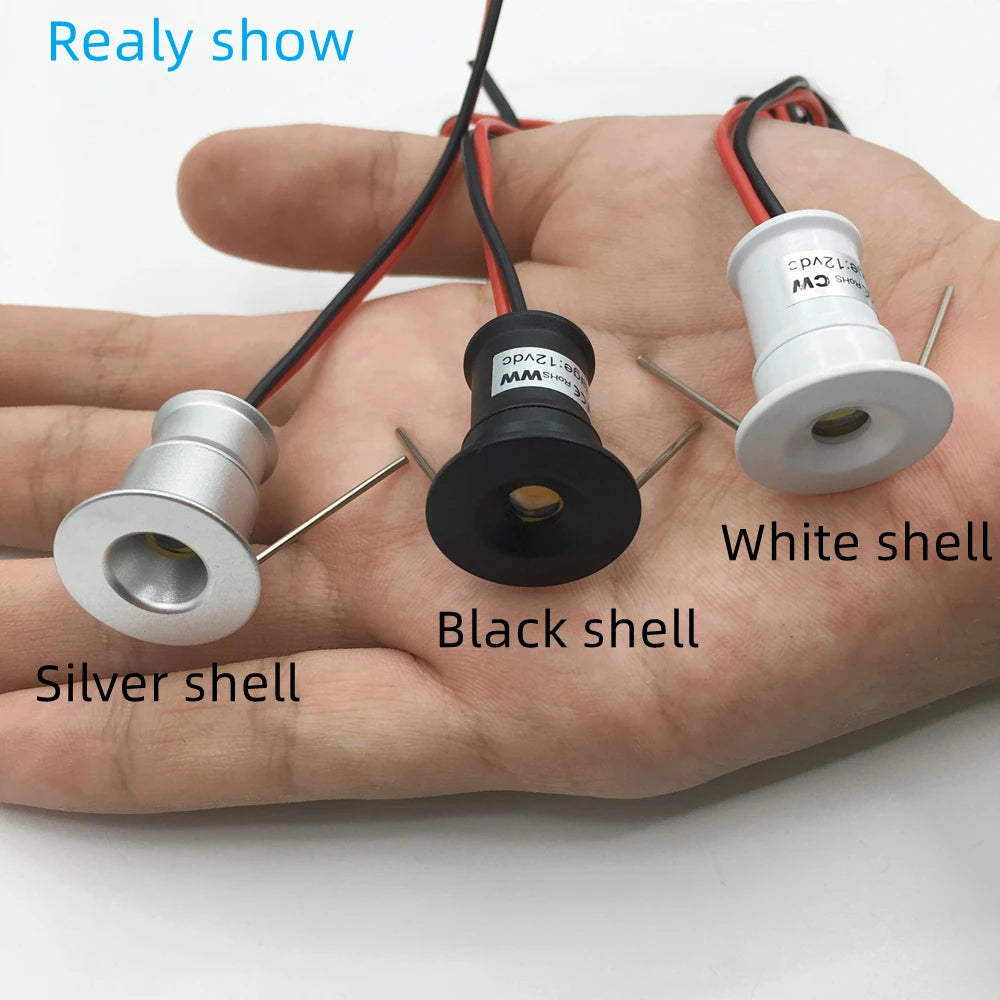 1W Mini Recessed LED Spotlight IP65 for Ceilings Cabinets and Stairs 15mm Downlight with 12V Transformer