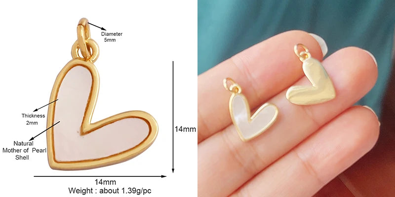Classics Love Heart Star Zircon Focal Charm Pendant 18K Gold Plated Shell Pearl Jewelry