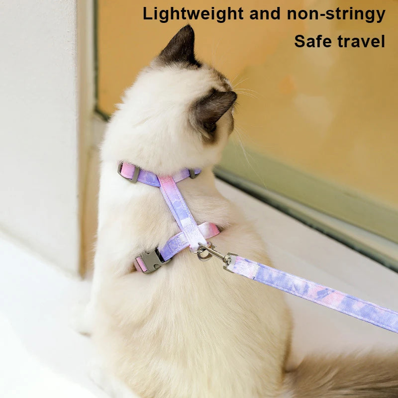 Cat Harness and Leash Set Adjustable Escape Proof Pet Harness for Kitten Outdoor Walking Cat Collar Lead Leash Pet Supplies