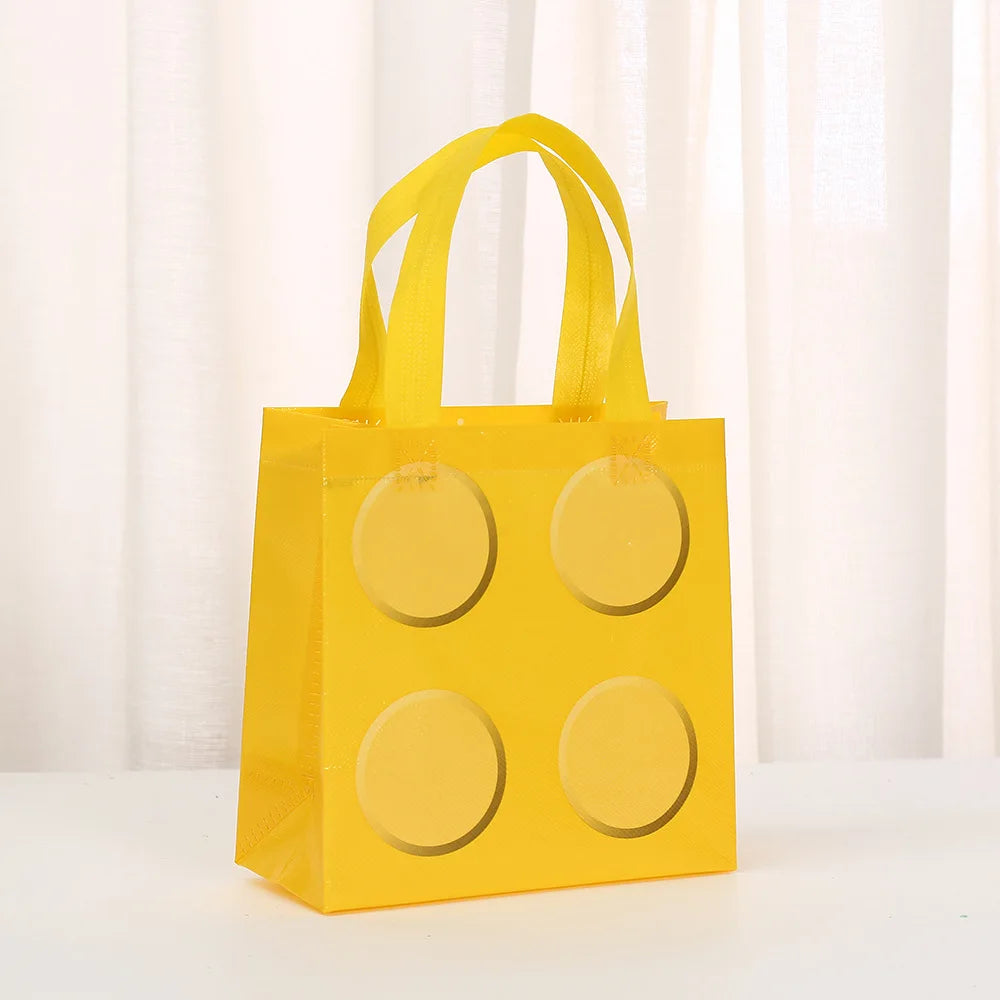 Colorful Building Block-Themed Non-Woven Gift Bags for Kids Birthday Parties and Children's Day Supplies - 12 or 30 Pieces