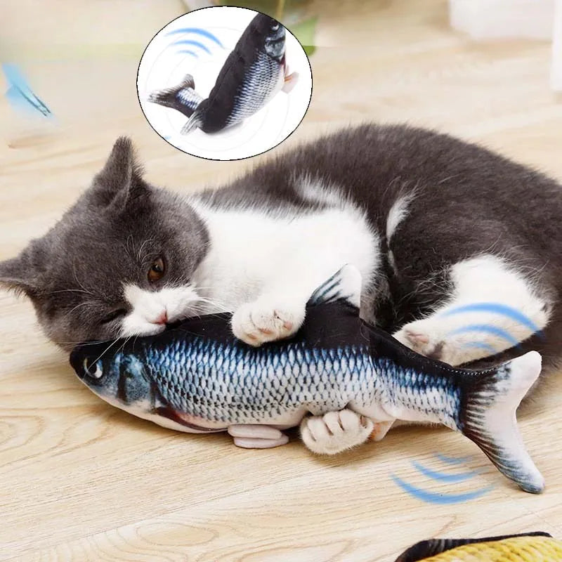 Cat Toy Fish Plush Interactive Simulation Fish USB Funny Durable Bite Kitten Toy Interactive Electric Cat Chew Toy Accessories