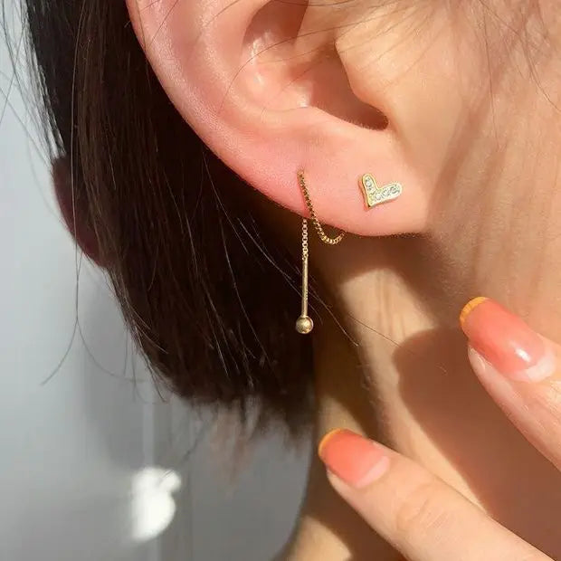 Charming 925 Sterling Silver Long Chain Threader Earrings for Women Fashion Jewelry