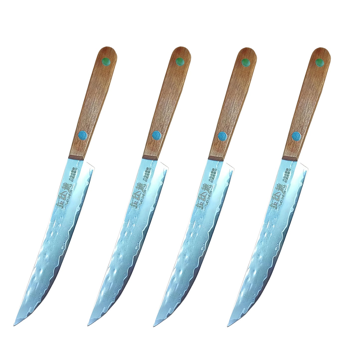 67 Layers Forged Damascus Steel Steak Knife Set with Sharp Fruit Knife and Premium Solid Wood Handle, Available in 1 to 8 Piece Options