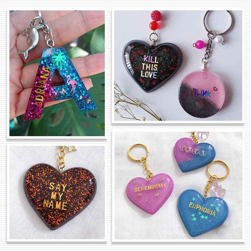 Holographic Glitter English Alphabet Flakes For DIY Resin