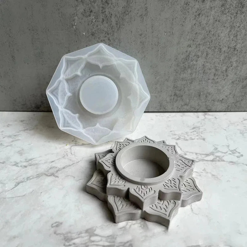 Concrete Candle Jar Silicone Mould Round Lotus Holder Tool