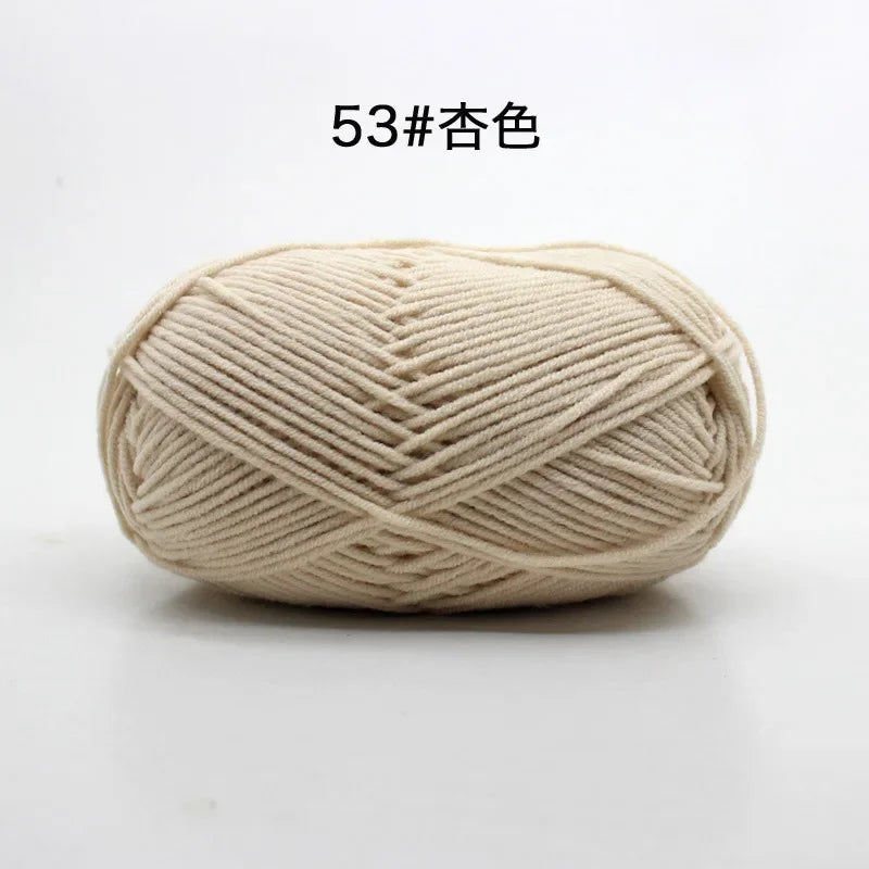 Likeecords 4-Strand Milk Cotton Yarn 60g Soft Baby Yarn for Knitting and Crochet